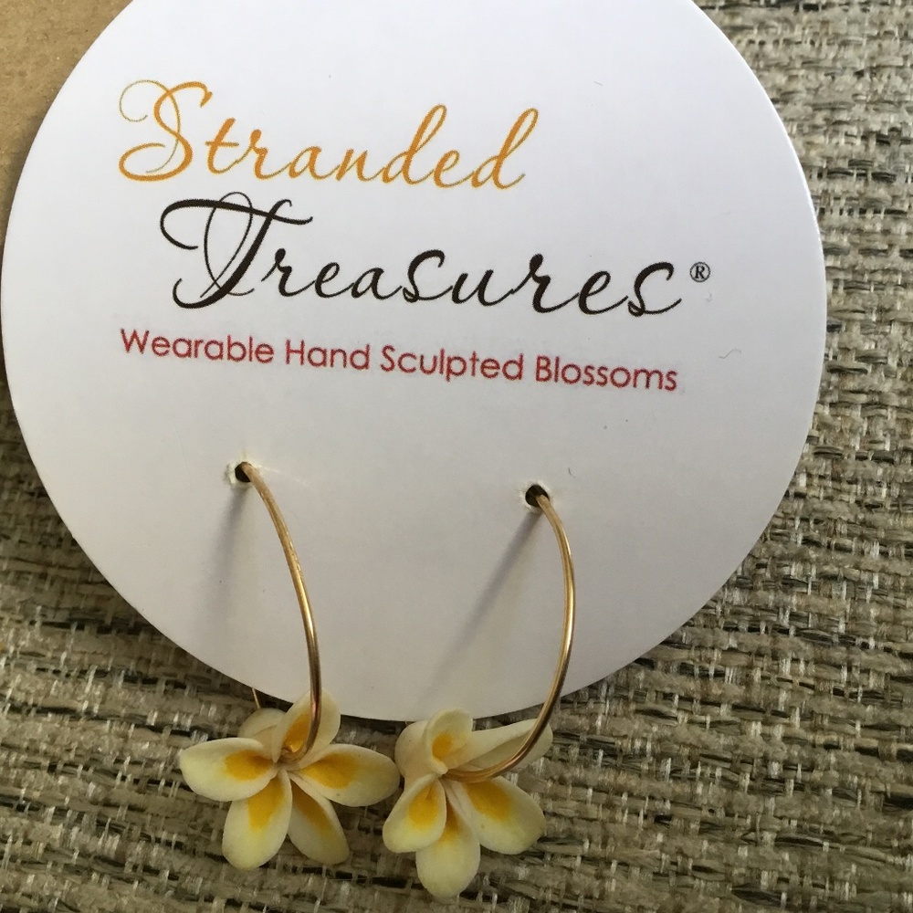 Earrings White & Yellow Plumeria Flower